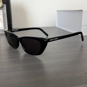 Saint Laurent Slim Rectangle Acetate Sunglasses